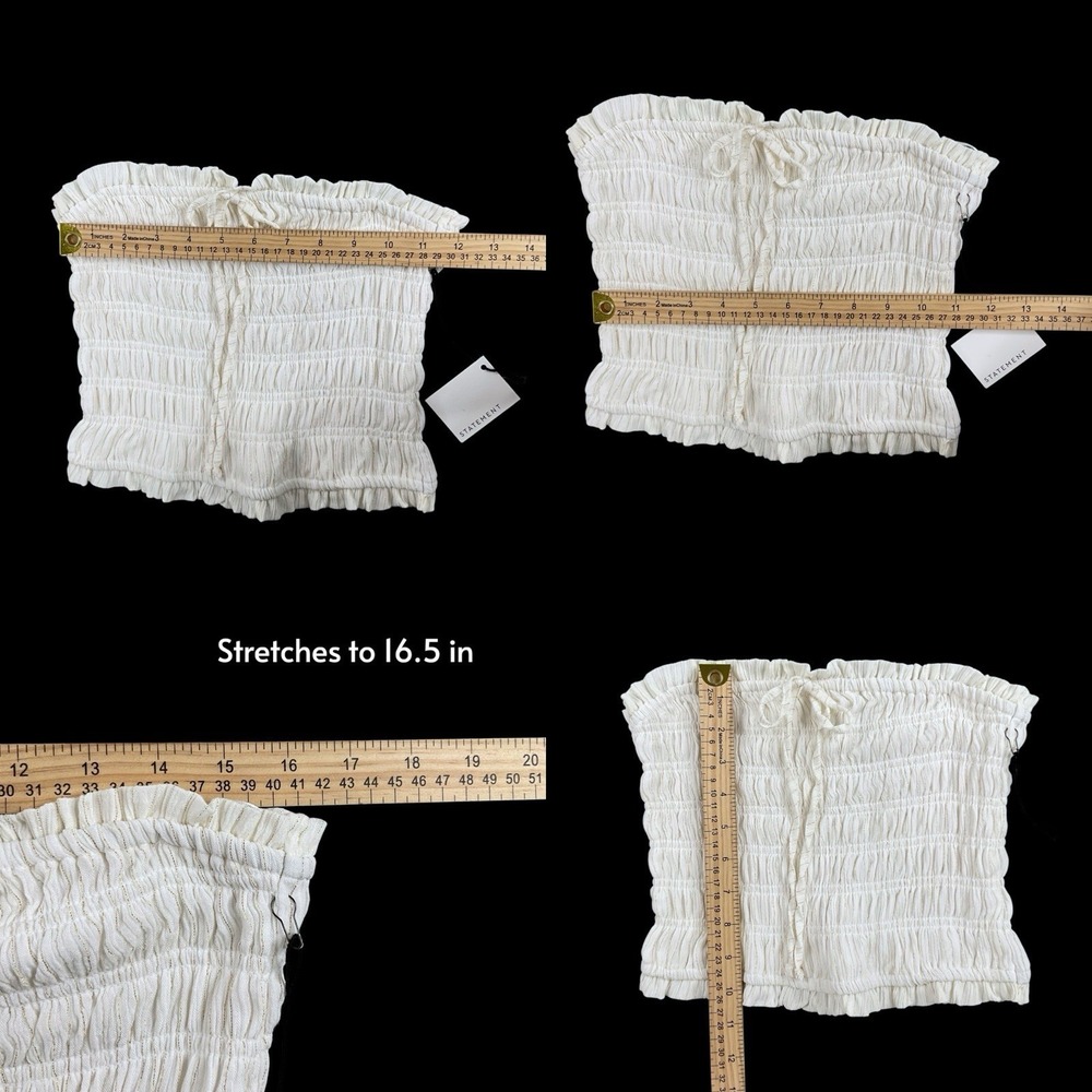 Statement Skirt Set Medium Ivory Strapless Smock Top & Ruffle Elastic Waist NWT - Picture 10 of 12